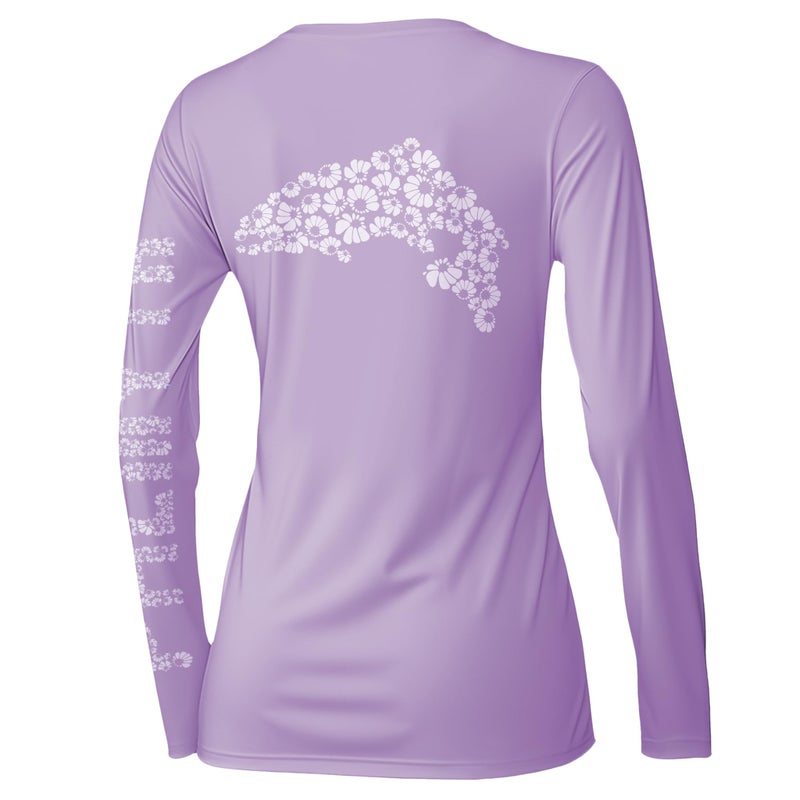 Palmyth Womens UPF 50+ Fishing Shirts Sun Protection Long Sleeve T-Shirt (Purple/Trout, L) - Image 1